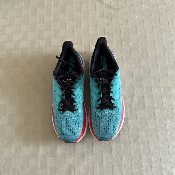 Hoka Clifton 8 Lace Up Sneakers in Real Teal / Aquarelle